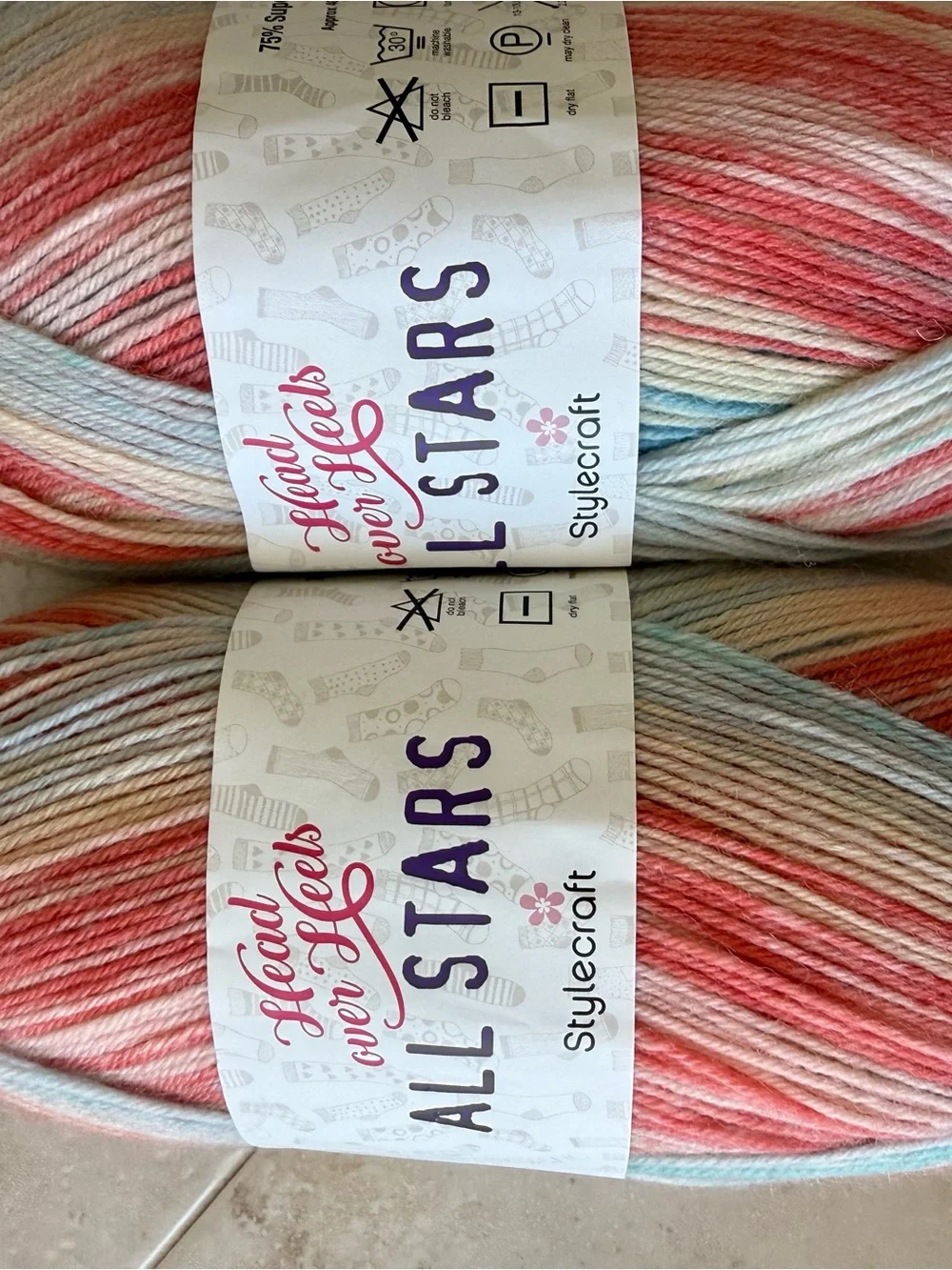 Stylecraft Self-Striping Yarn - Pastel Pink Blue Cream - Ossie
